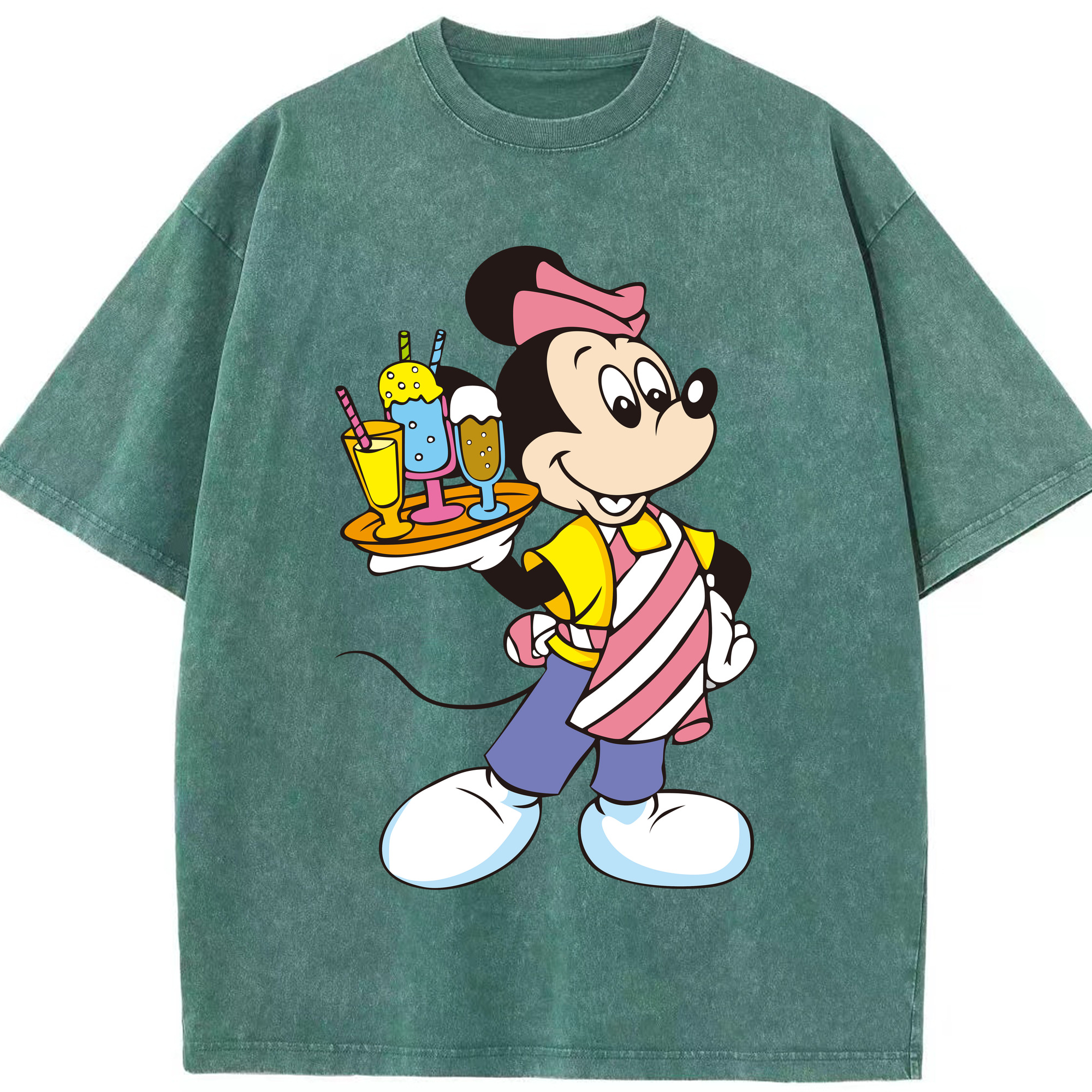 （画像用） ミッキーマウス Mickey Mouse 綿100% ヴィンテージ風 半袖Tシャツ（フロントプリント）